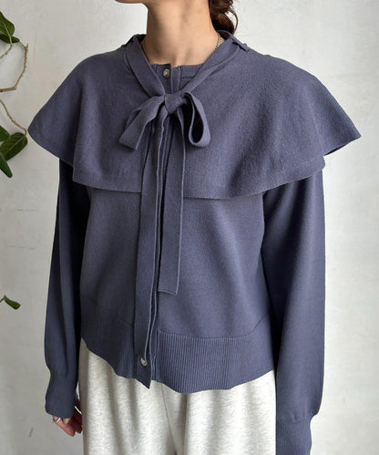 棒領帶披肩開衫