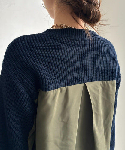 軍風拼接針織衫