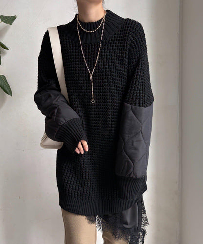 拼接絎縫針織衫