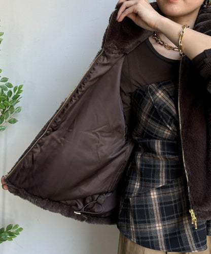 仿貂毛立領毛絨外套