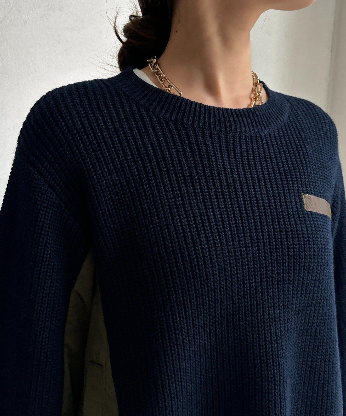 軍風拼接針織衫