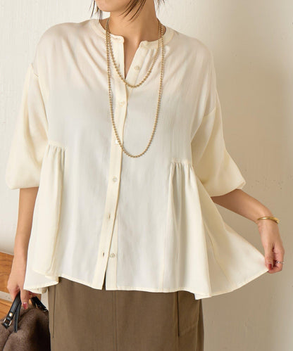 後背拼接褶皺襯衫