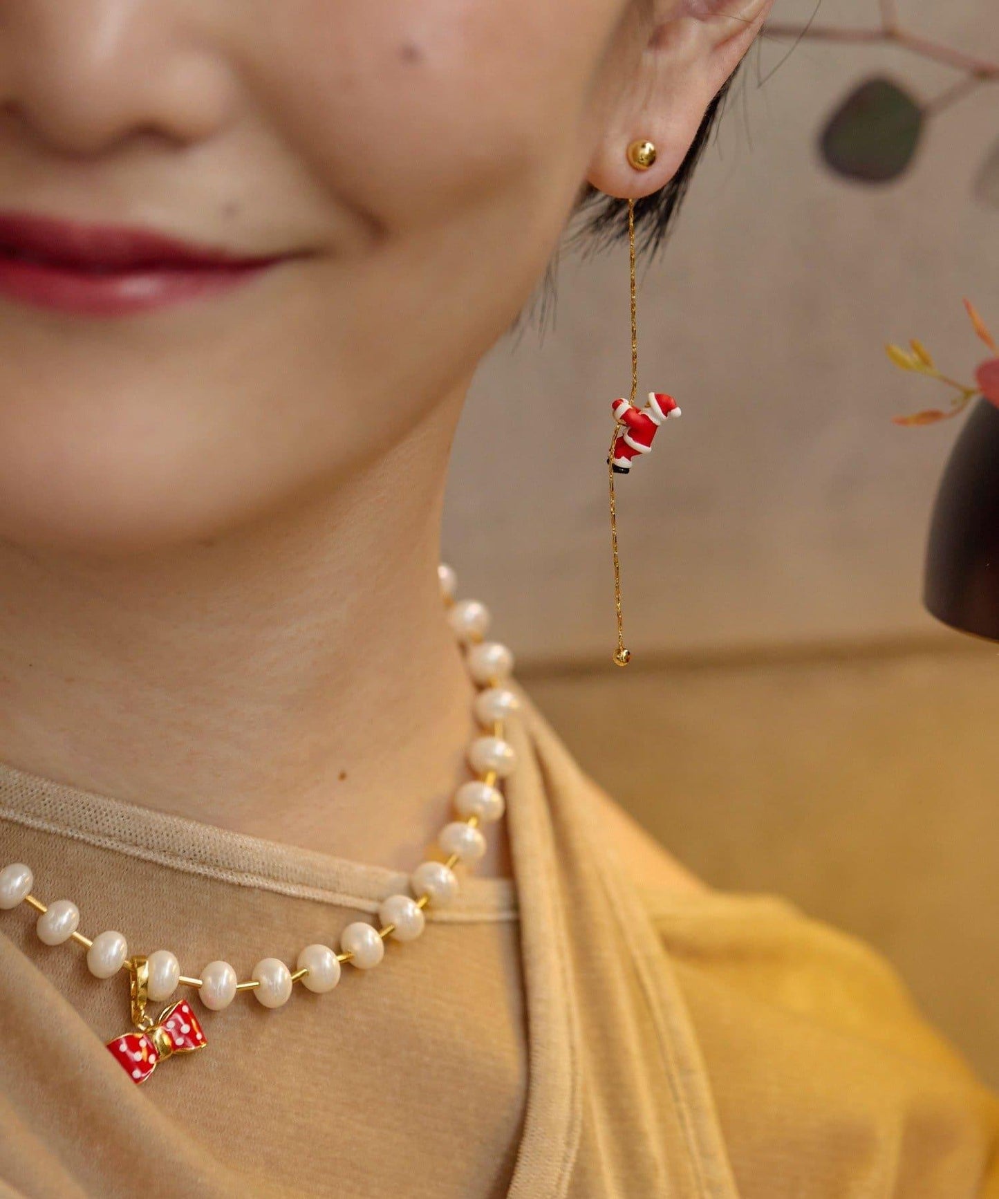 攀巖聖誕老人耳環