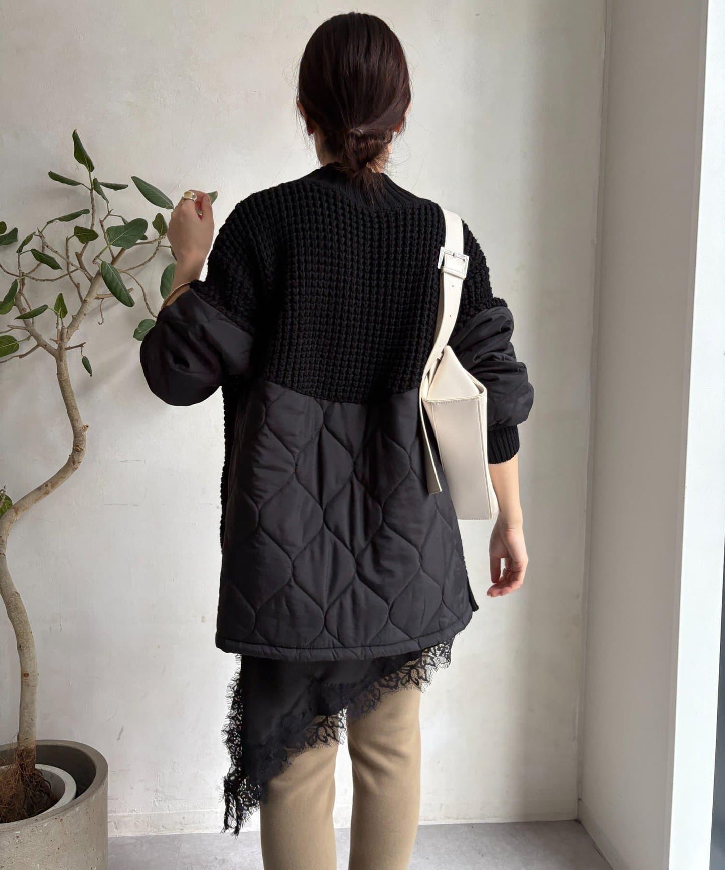 拼接絎縫針織衫