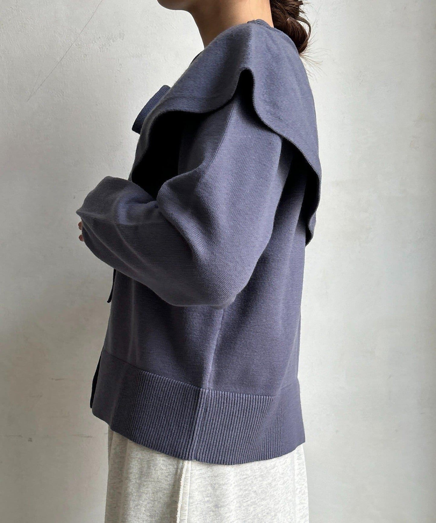 棒領帶披肩開衫