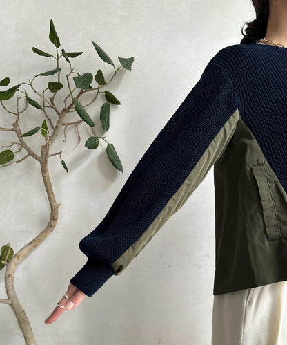 軍風拼接針織衫