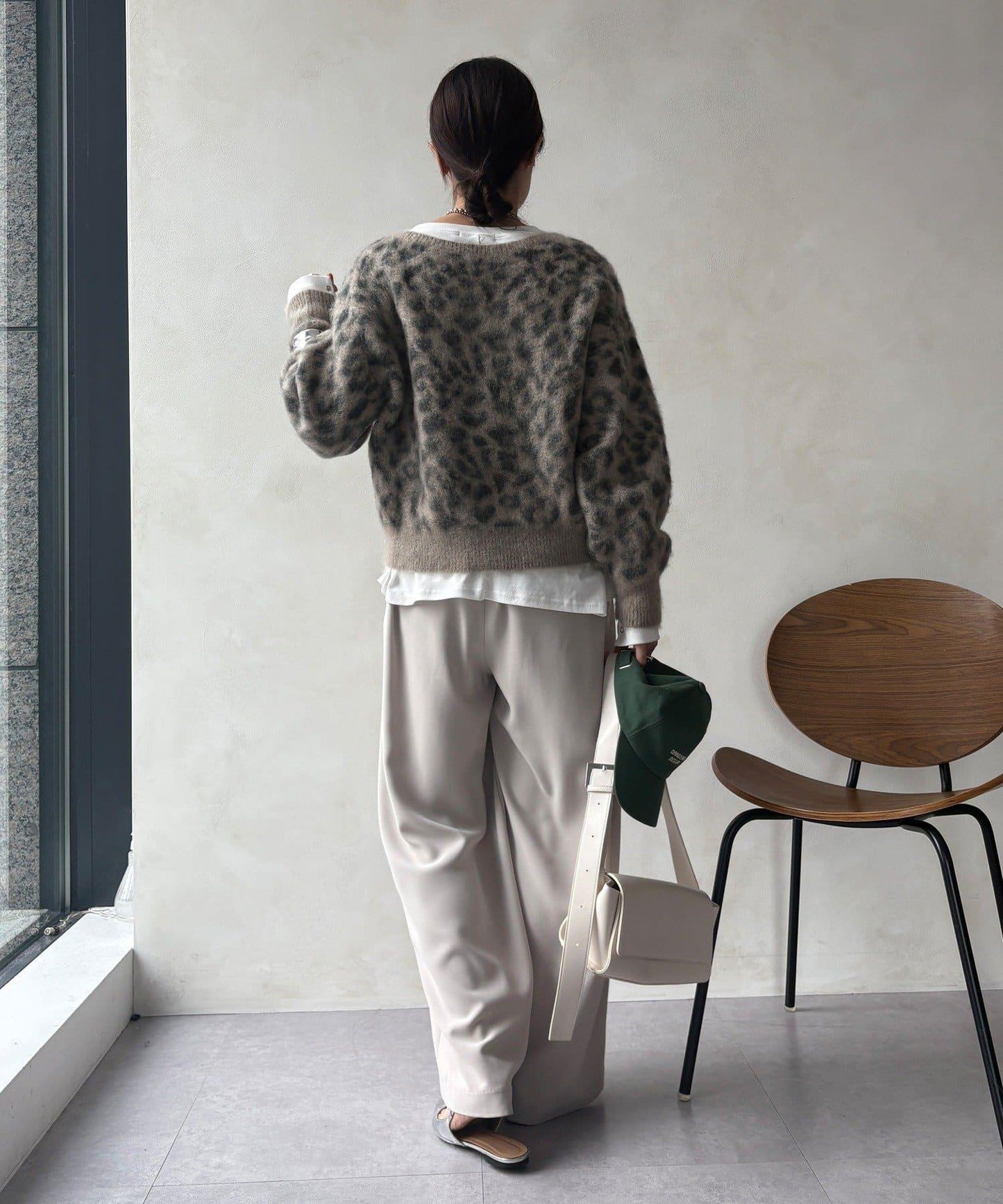 豹紋起毛針織衫