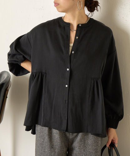 後背拼接褶皺襯衫