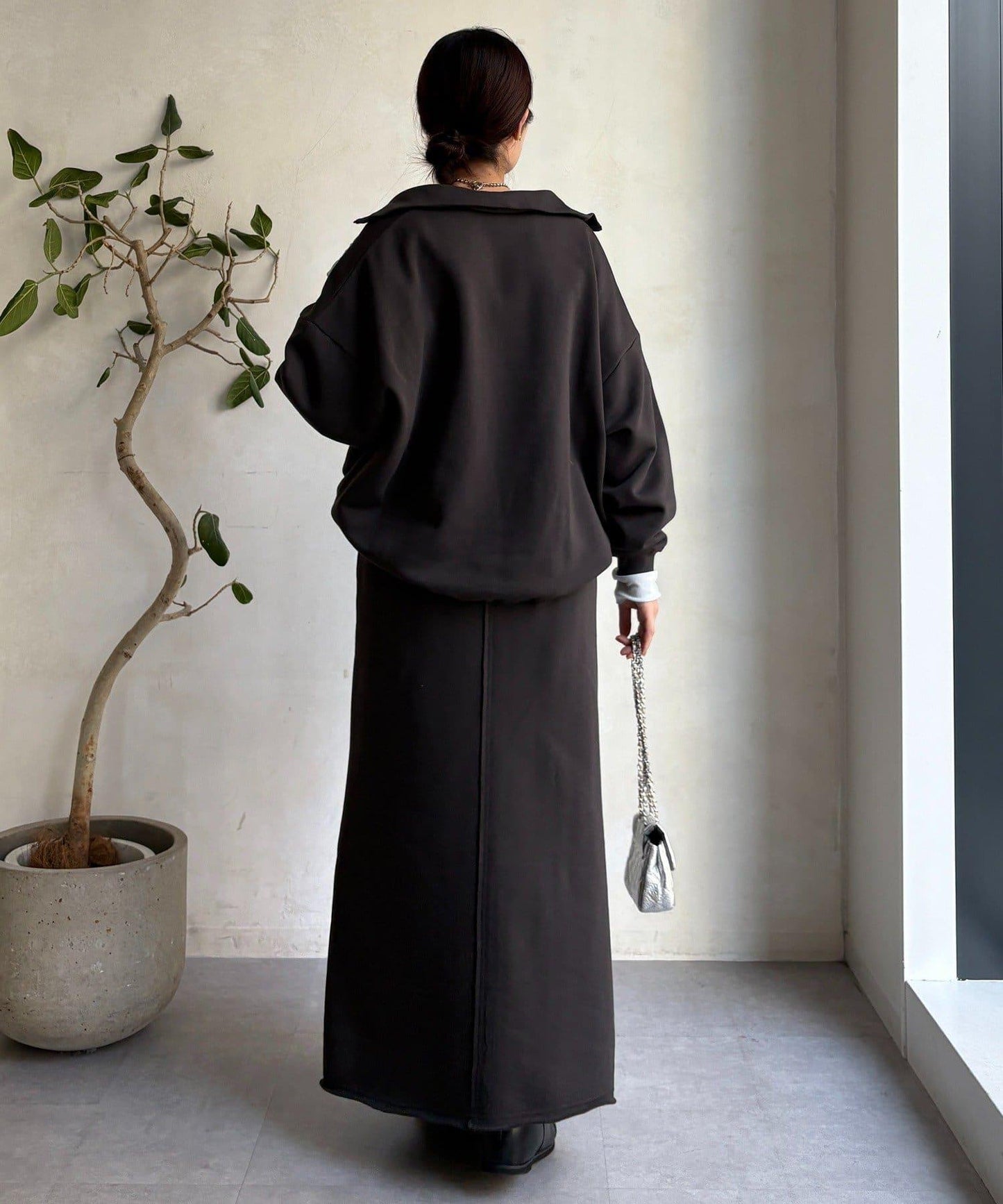 加絨抽繩半拉鍊套頭衫