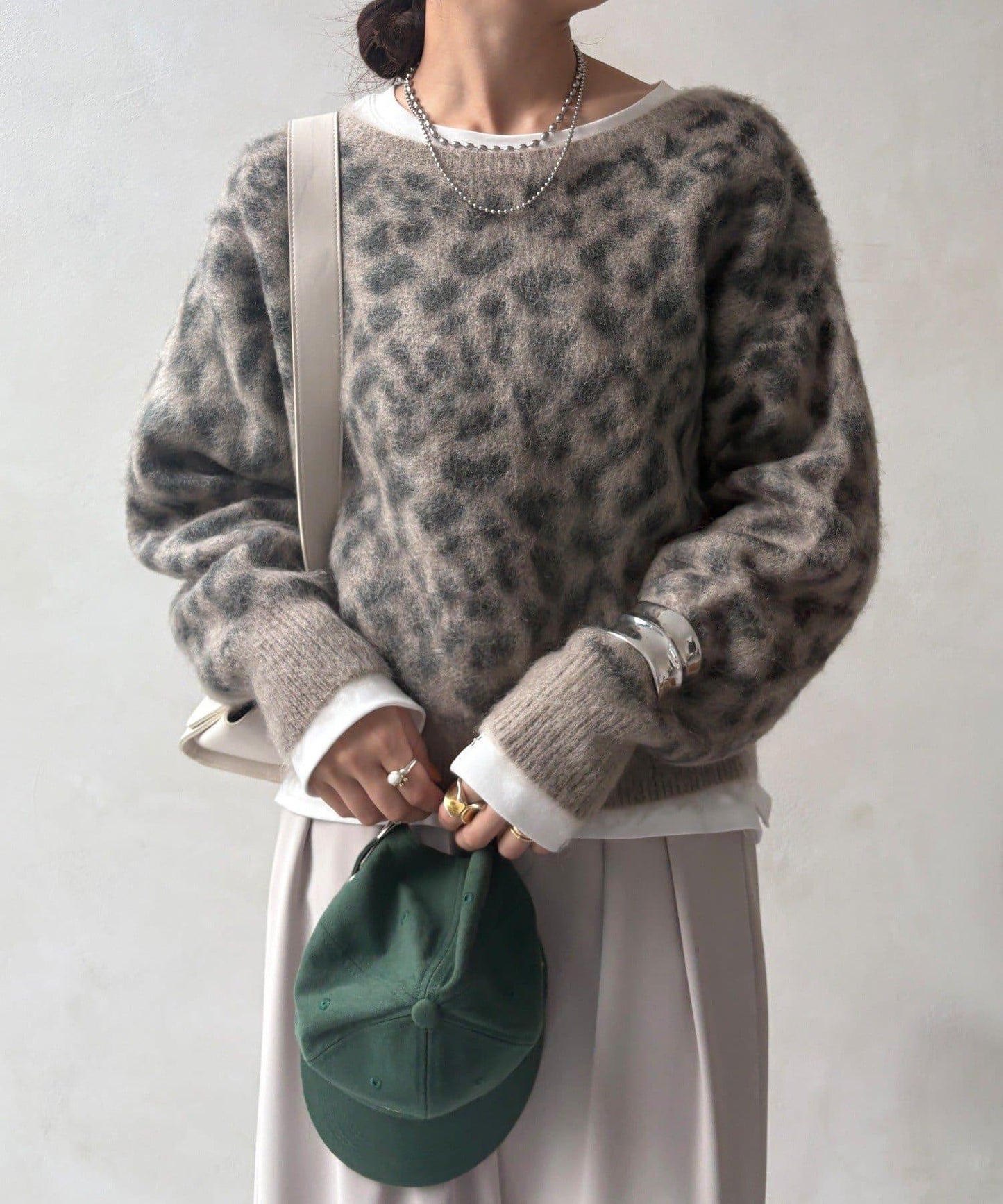 豹紋起毛針織衫