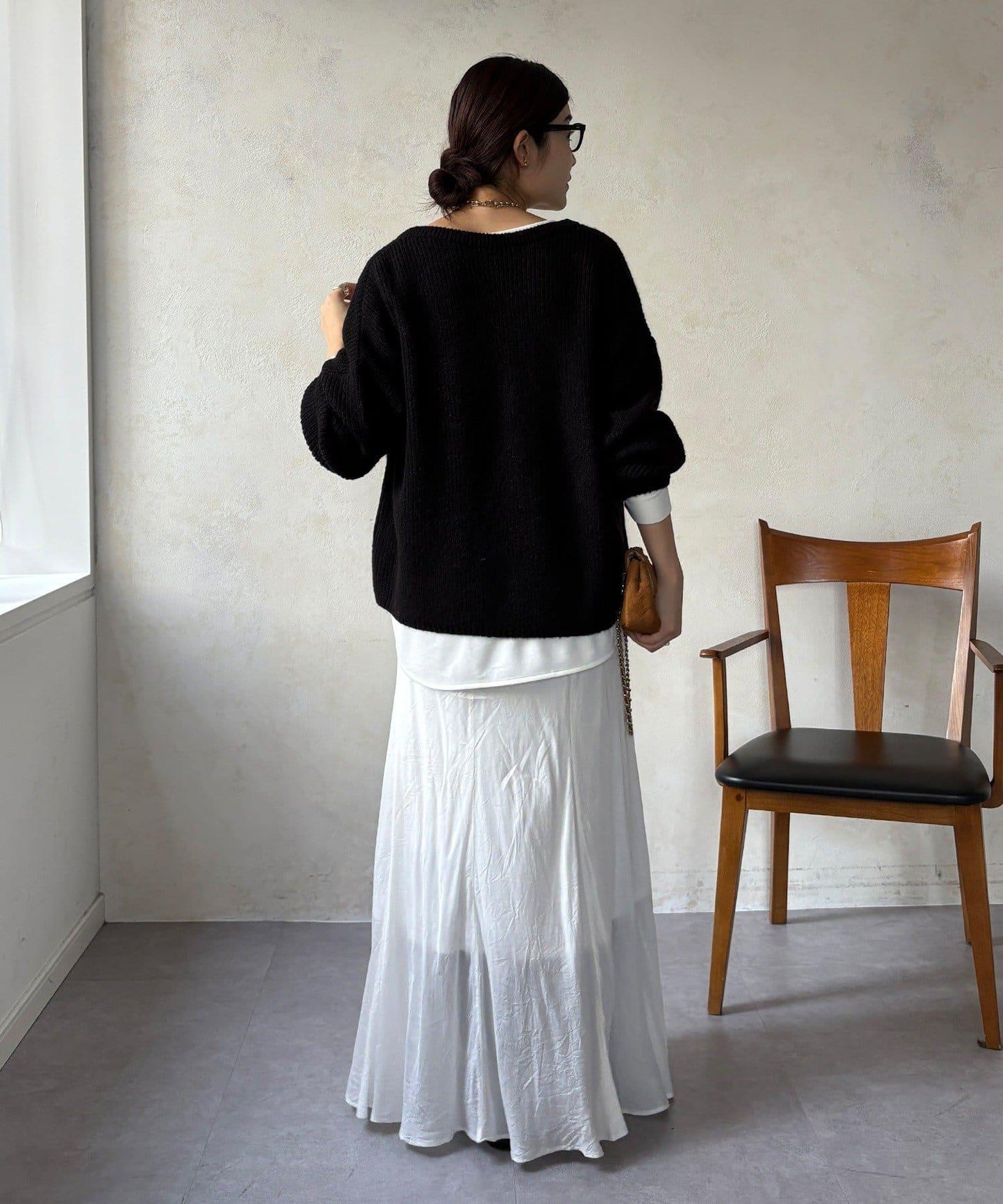 羊毛混紡開領套頭衫