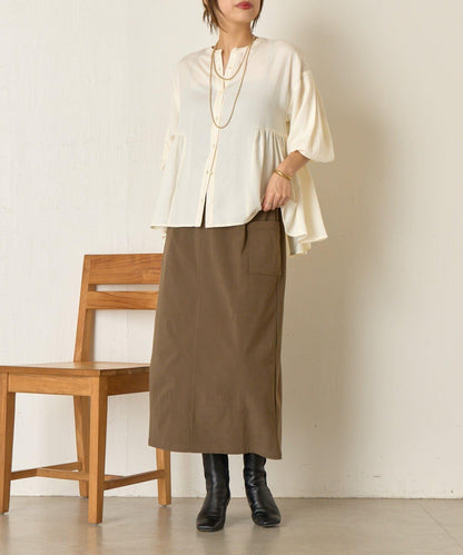 後背拼接褶皺襯衫