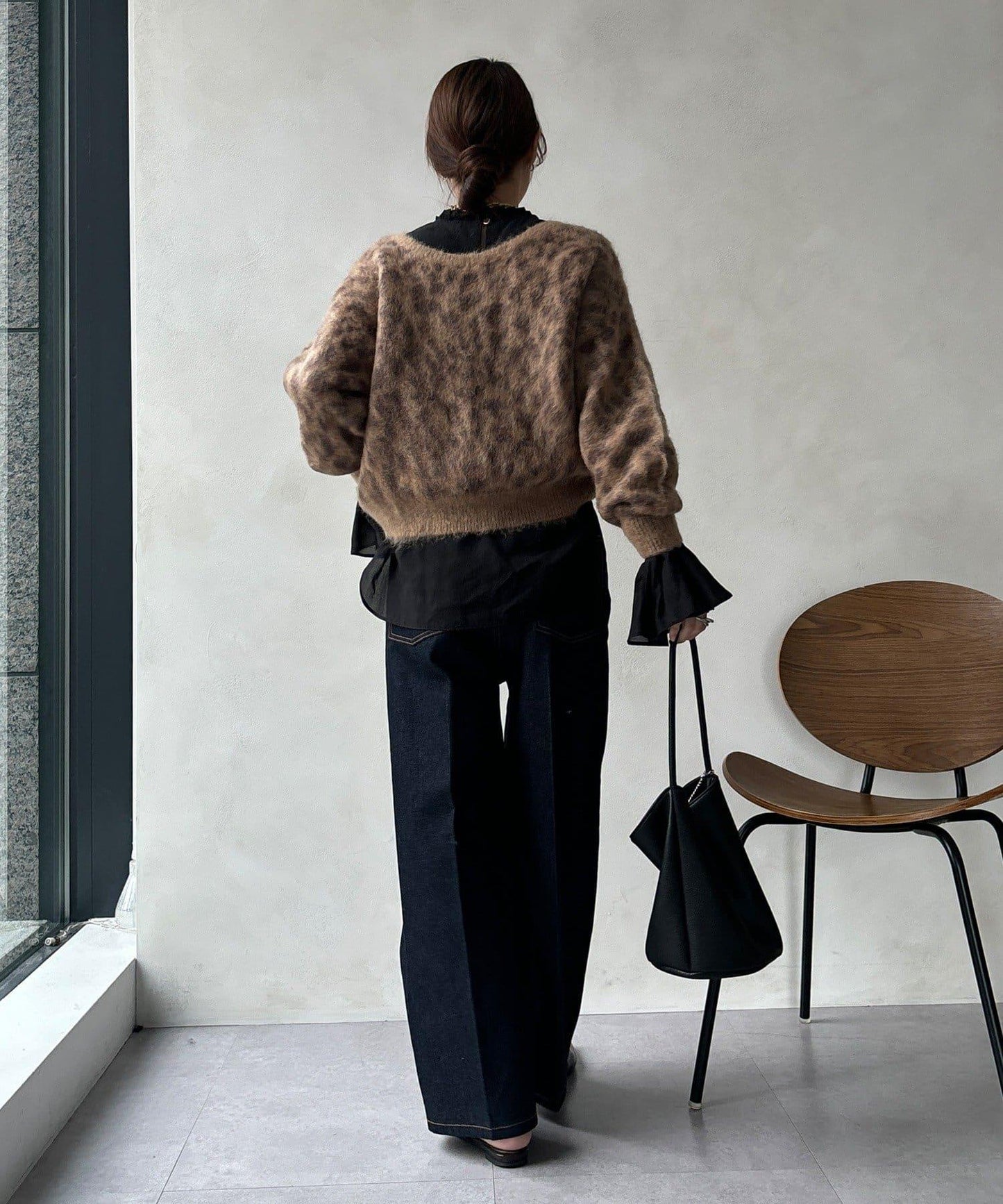 豹紋起毛針織衫