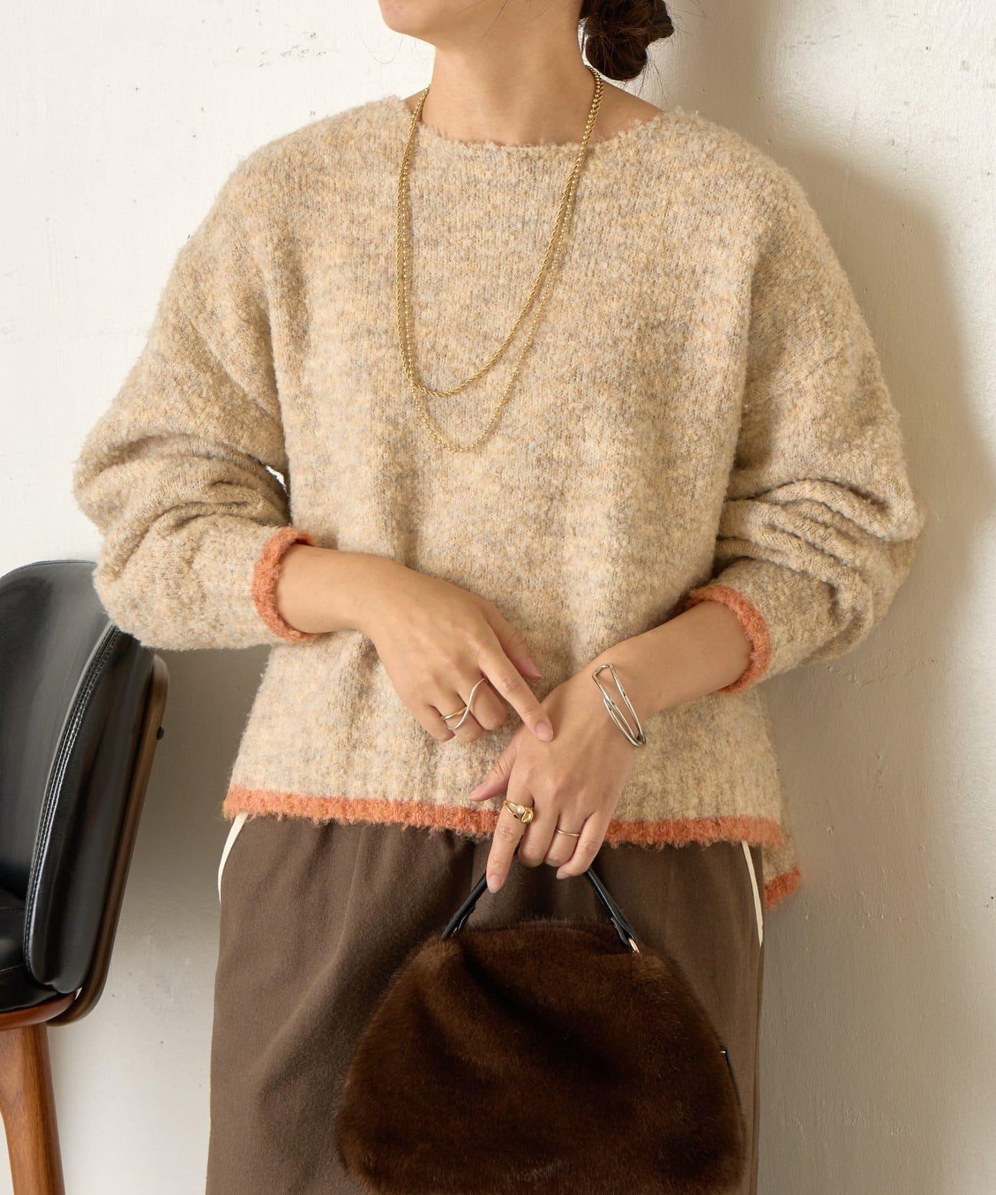 拼色圓領針織衫