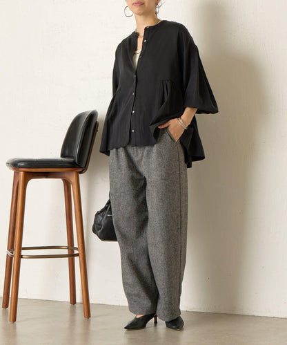 後背拼接褶皺襯衫