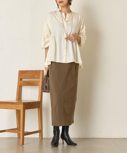 後背拼接褶皺襯衫