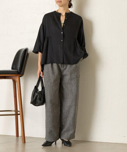 後背拼接褶皺襯衫