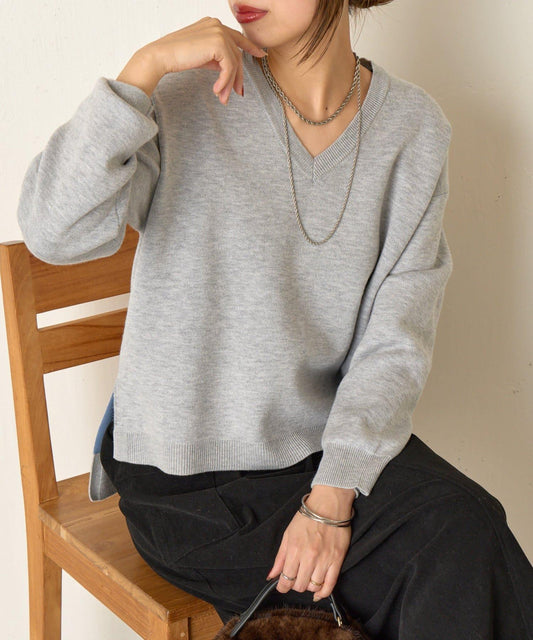雙面V領針織衫