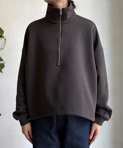 加絨抽繩半拉鍊套頭衫