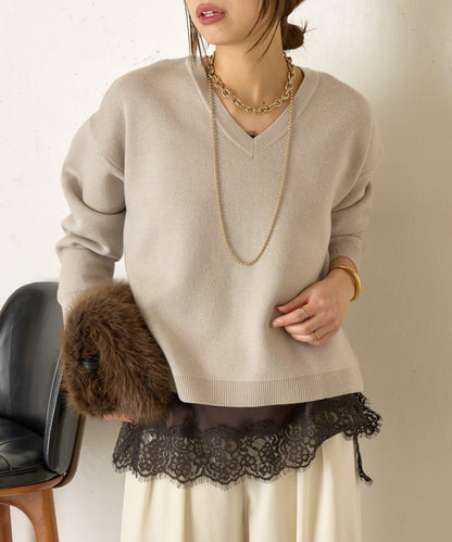 雙面V領針織衫