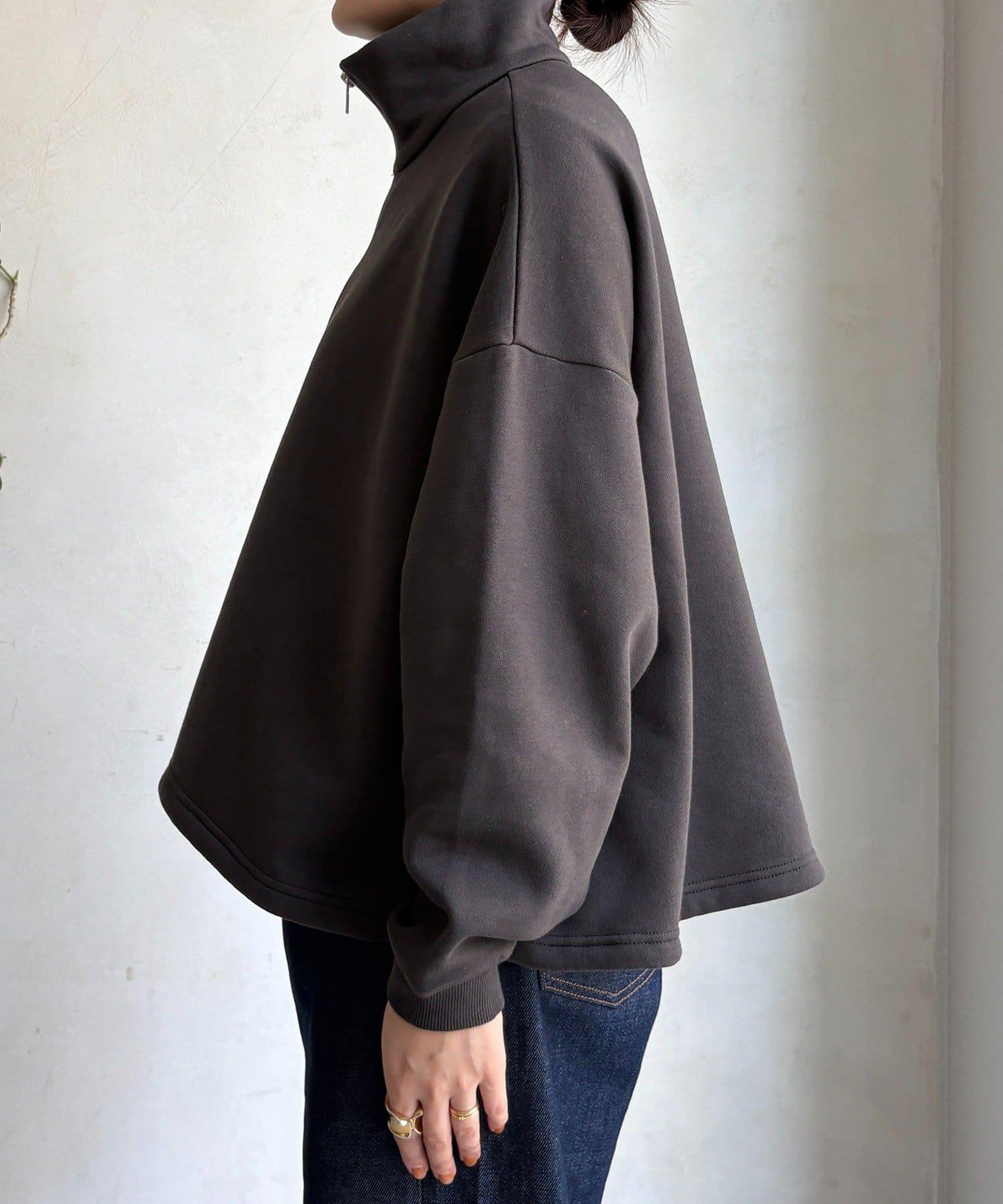 加絨抽繩半拉鍊套頭衫