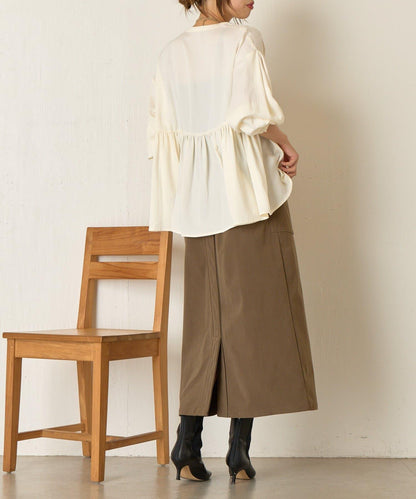 後背拼接褶皺襯衫