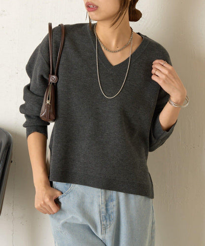 雙面V領針織衫