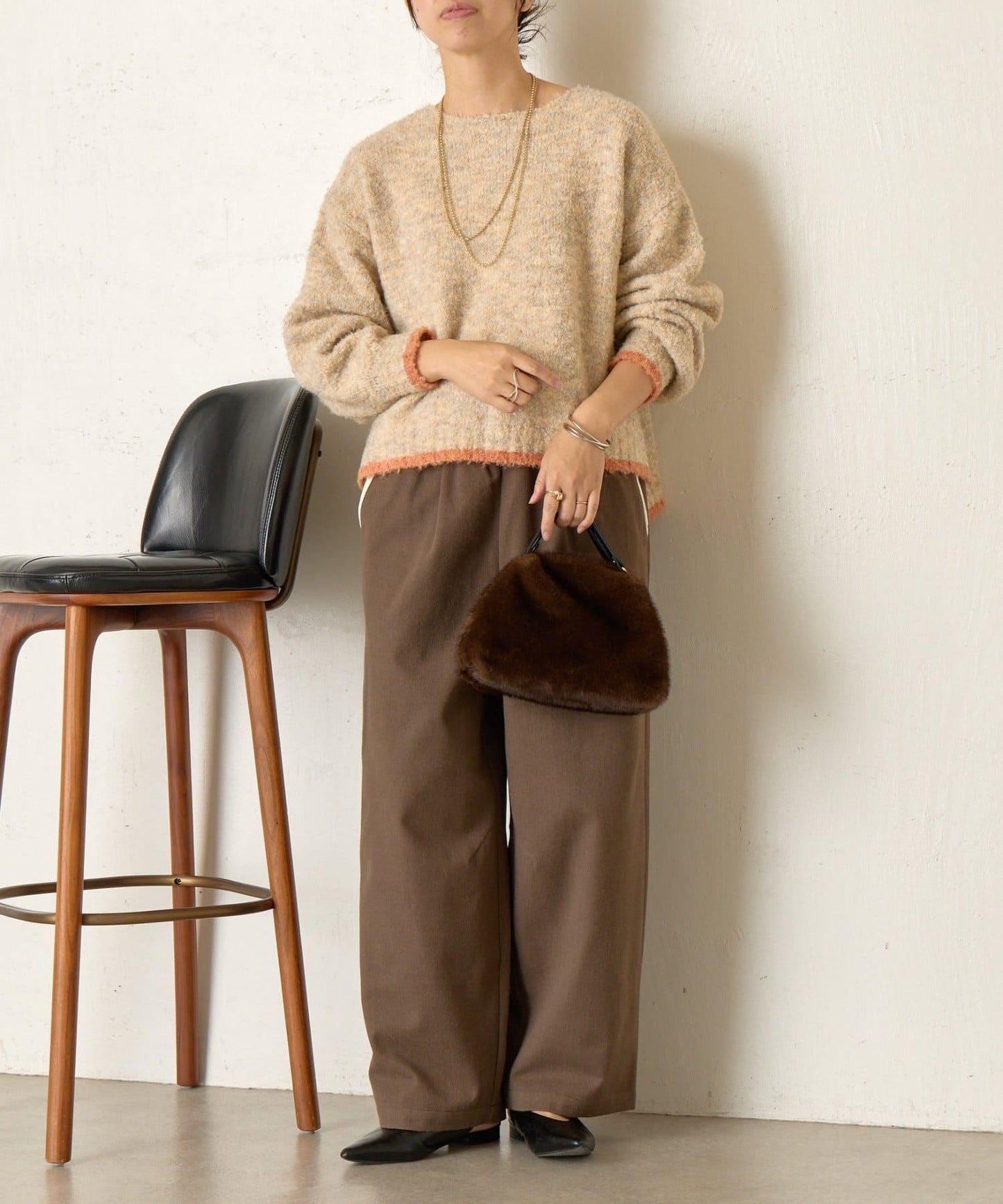 拼色圓領針織衫