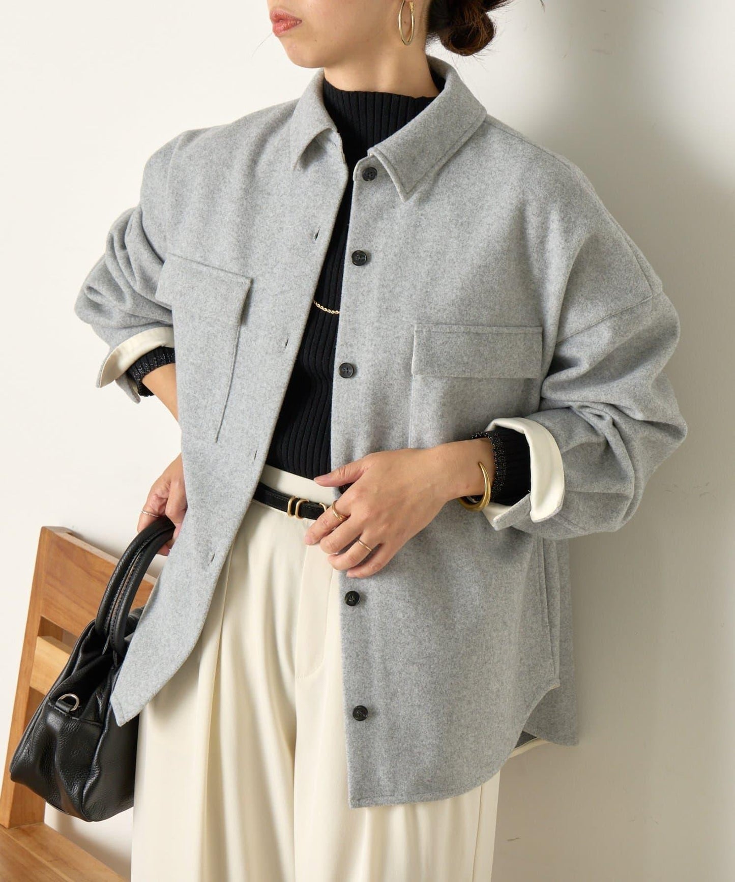 羊毛感寬鬆夾克