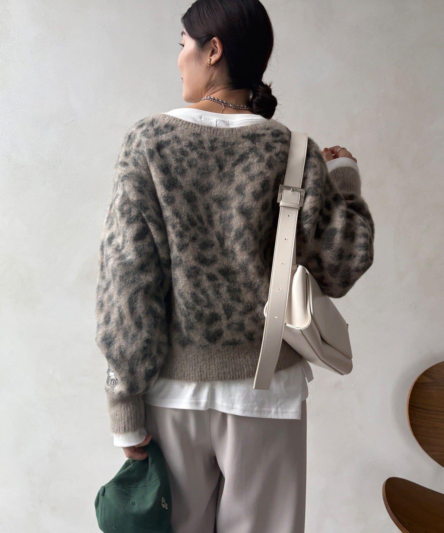豹紋起毛針織衫