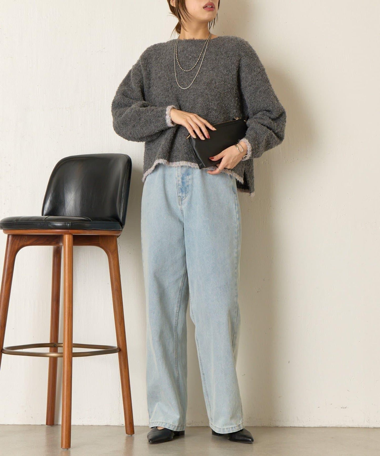 拼色圓領針織衫