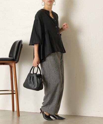 後背拼接褶皺襯衫