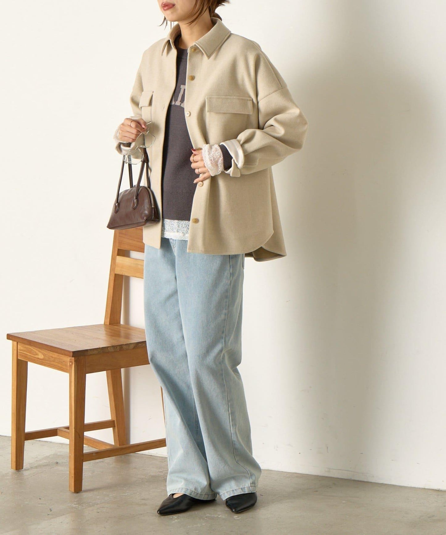 羊毛感寬鬆夾克