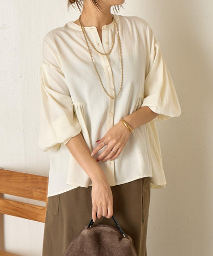 後背拼接褶皺襯衫