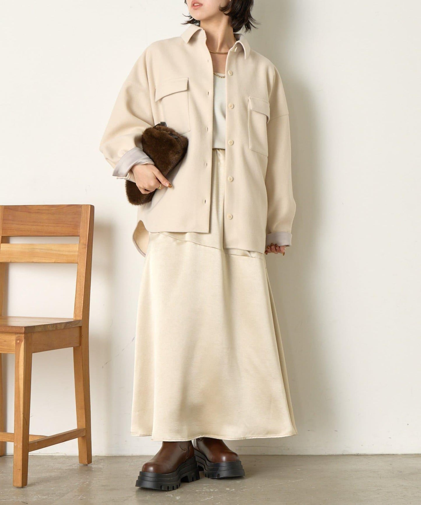 羊毛感寬鬆夾克