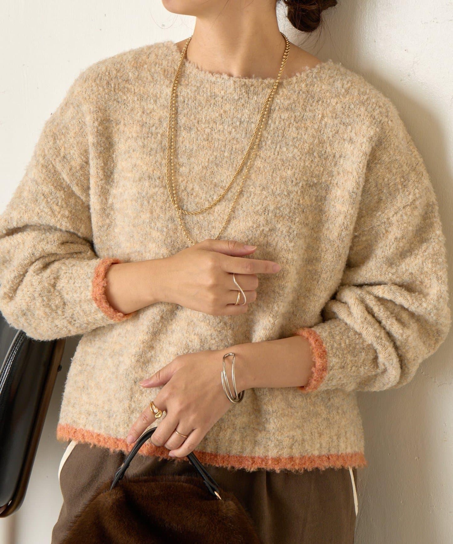 拼色圓領針織衫