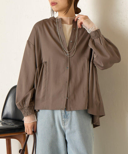 後背拼接褶皺襯衫