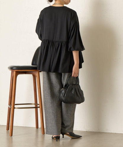 後背拼接褶皺襯衫