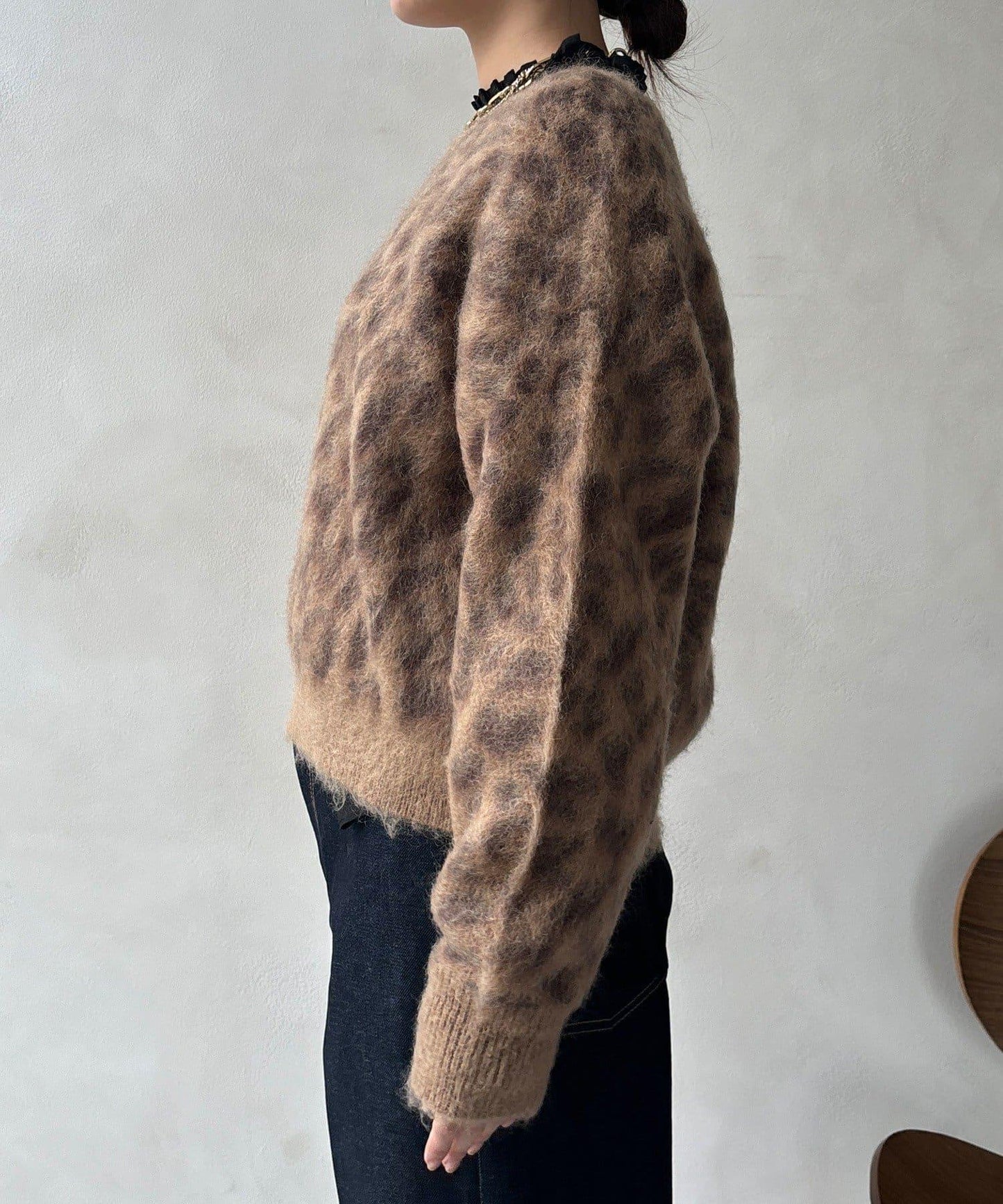 豹紋起毛針織衫