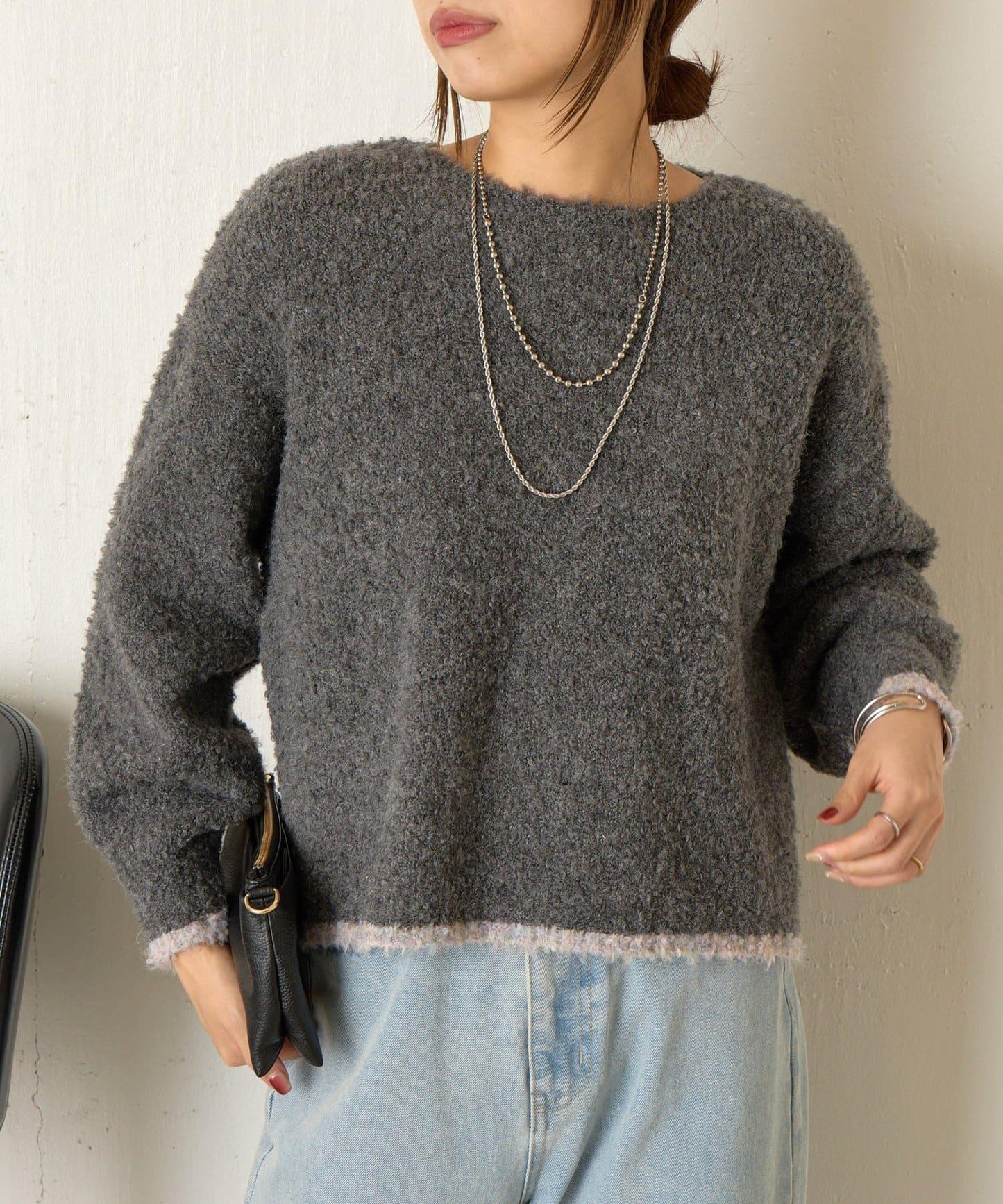 拼色圓領針織衫