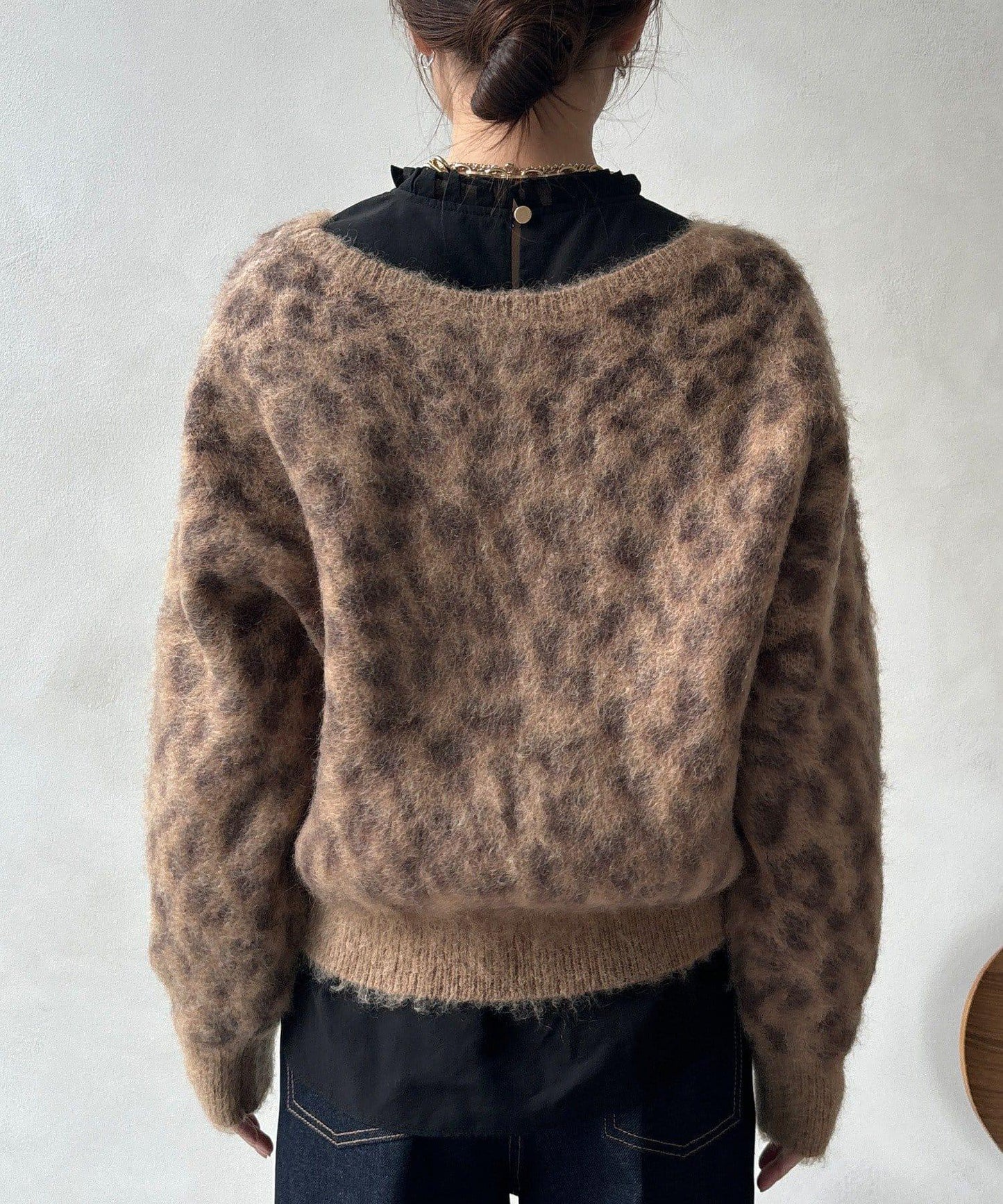 豹紋起毛針織衫