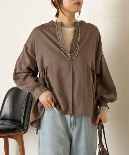 後背拼接褶皺襯衫