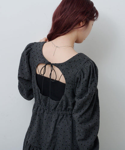 波點花呢迷你連衣裙