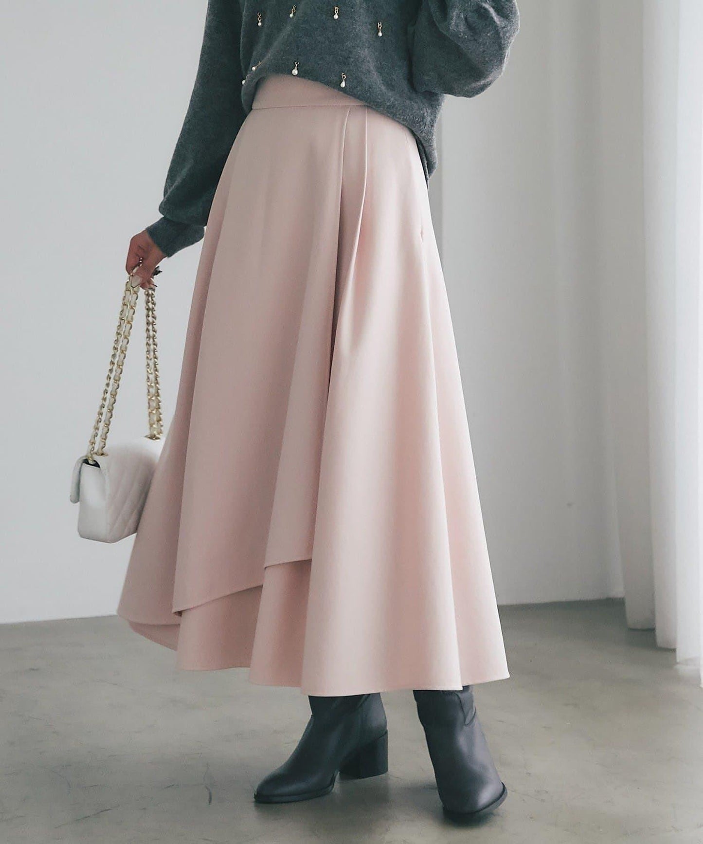 不對稱裹身風格喇叭裙