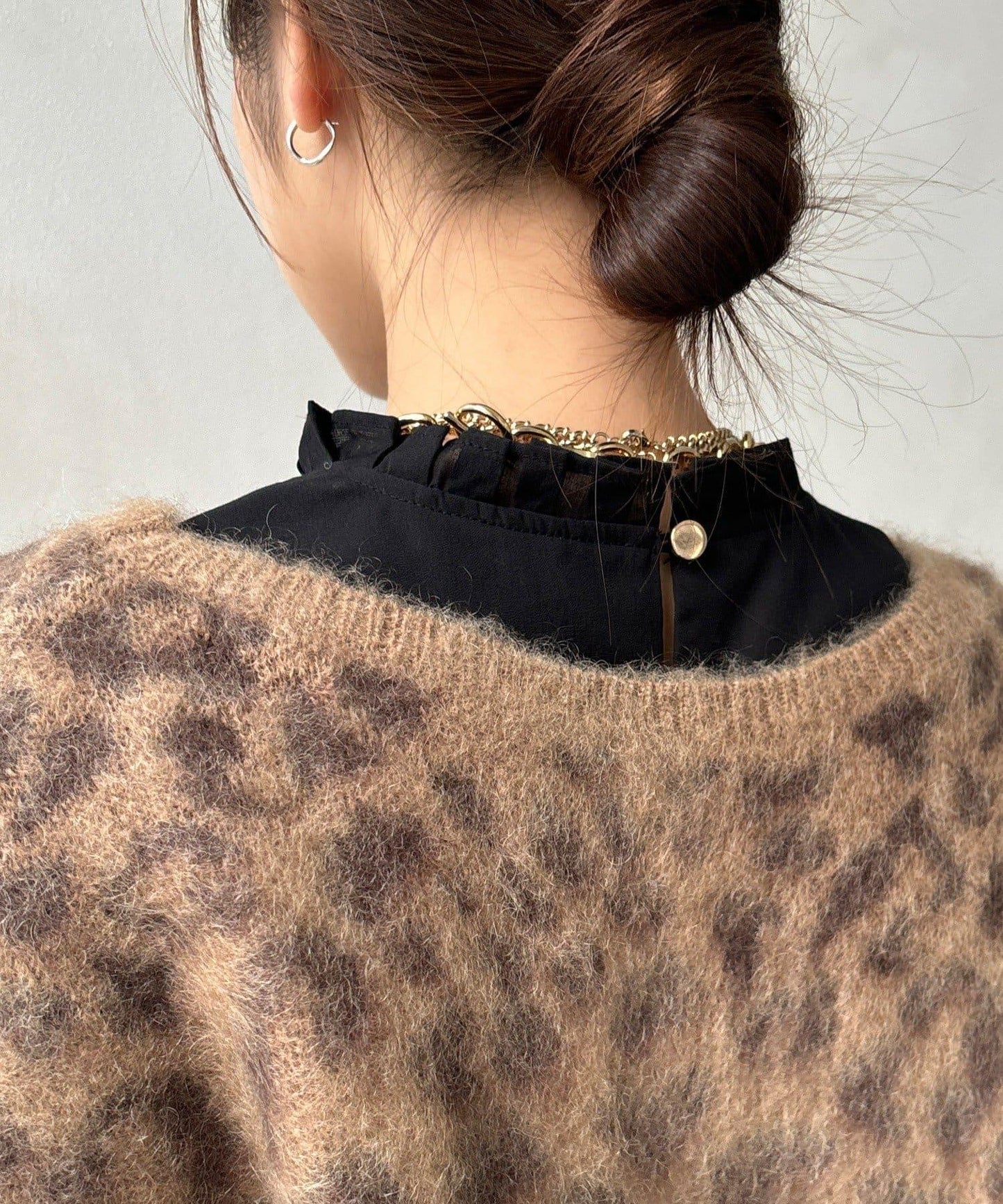 豹紋起毛針織衫