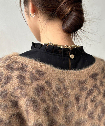 豹紋起毛針織衫