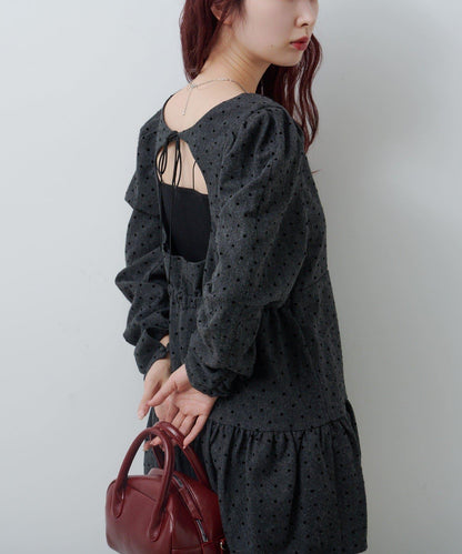 波點花呢迷你連衣裙