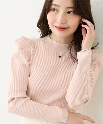 安哥拉觸感墊肩羅紋針織衫