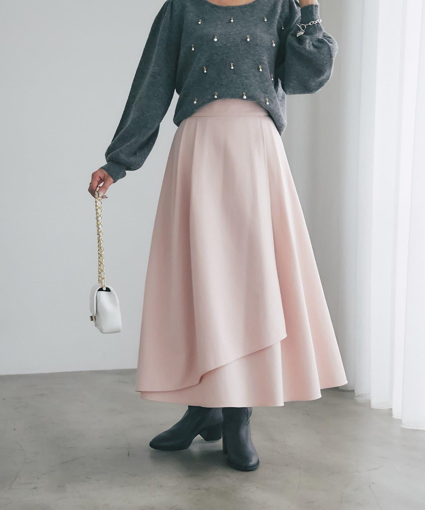 不對稱裹身風格喇叭裙