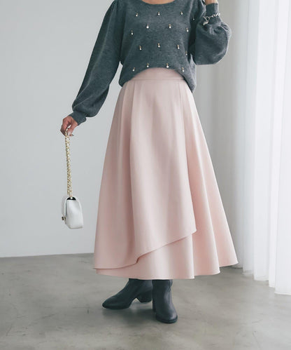 不對稱裹身風格喇叭裙